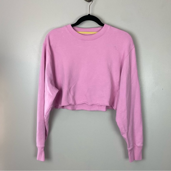 Tory Burch Tops - Tory Burch Sport Pink Cropped Boxy oversized Sweatshirt Size medium FLAWED